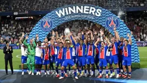 Desire Doue scores the winner as PSG beat Aston Villa 2-1 to retain UEFA Super Cup