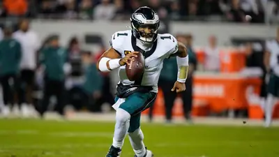 Philadelphia Eagles quarterback Jalen Hurts briefly left Monday night’s game
