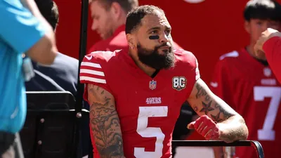 San Francisco 49ers wide receiver Mike Evans was forced to leave Sunday's matchup