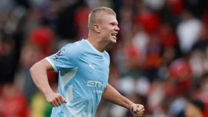 Erling Haaland fired 10-man Manchester City to a memorable 1-0 victory over Manchester United