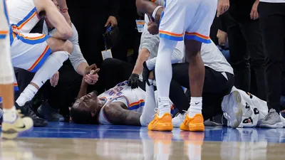 Oklahoma City Thunder standout Jalen Williams was removed from the game following a lower leg
